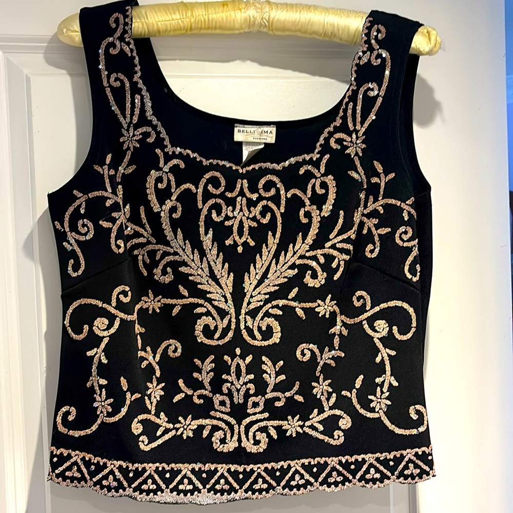 BELLISSIMA Pink Sequin and Embroidery Top